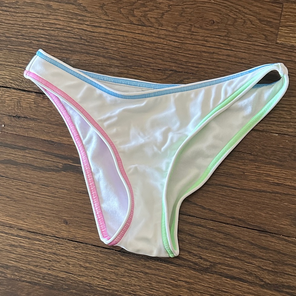 NWOT White Bikini Bottom with Colorful Trim